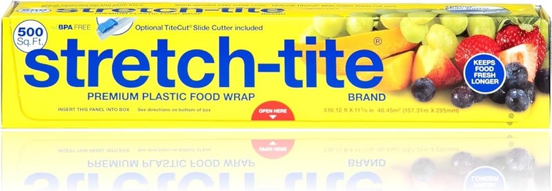 STRETCH-TITE Premium Plastic Food Wrap, 500 Sq. Ft., 516.12-Ft. x 11.5/8-Inch - Image 1